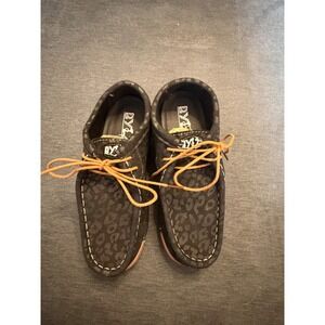 BYZI Leopard Print Wallabee Moccasin Shoes Black Tan Lace Up Size‎ 36 EU